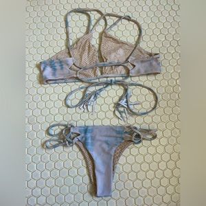 Acacia bikini set, blue and white ocean tie-dye